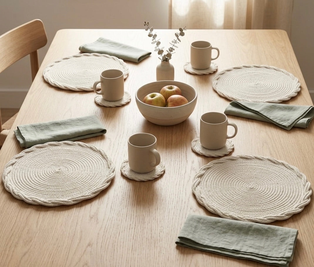 Wave placemats with coasters