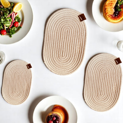 Oval cotton rope coasters